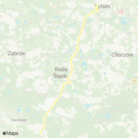 Zarząd Transportu Metropolitalnego GZM Bytom dworzec - Wygoda skrzyżowanie map