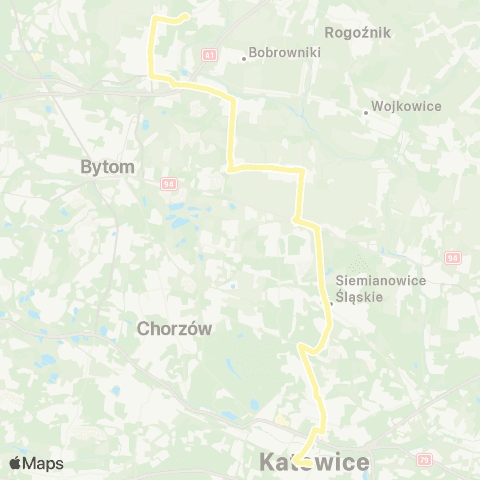 Zarząd Transportu Metropolitalnego GZM Osiedle Wieczorka dworzec - Katowice plac Wolności map