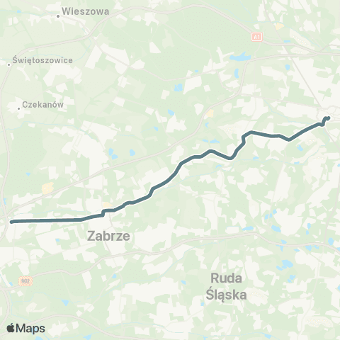 Zarząd Transportu Metropolitalnego GZM Gliwice zajezdnia - Bytom plac Sikorskiego map