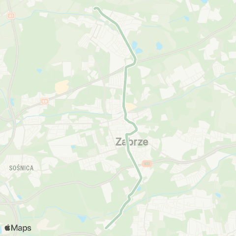 Zarząd Transportu Metropolitalnego GZM Mikulczyce pętla - Makoszowy pętla map