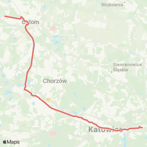 Zarząd Transportu Metropolitalnego GZM Zawodzie centrum przesiadkowe - Bytom szkoła Medyczna map