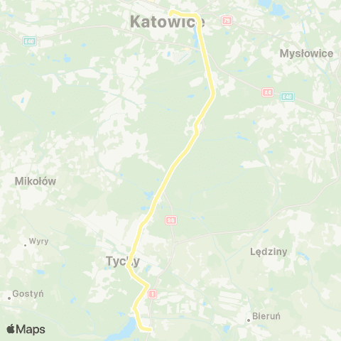 Zarząd Transportu Metropolitalnego GZM Katowice aleja Korfantego - Tychy Sikorskiego wiadukt map