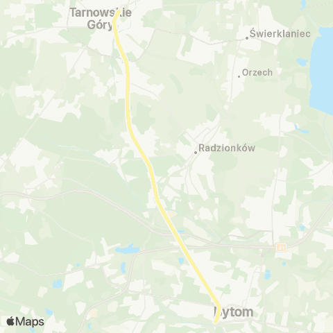 Zarząd Transportu Metropolitalnego GZM Tarnowskie Góry dworzec - Bytom dworzec map