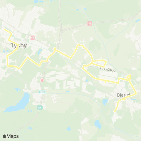 Zarząd Transportu Metropolitalnego GZM Tychy dworzec PKP - Bieruń plac Nobla map