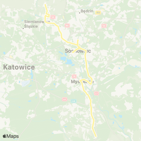 Zarząd Transportu Metropolitalnego GZM Czeladź Wojkowicka pętla - Kosztowy pętla map