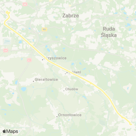 Zarząd Transportu Metropolitalnego GZM Mikołów dworzec - Gliwice centrum przesiadkowe map