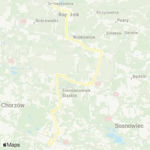 Zarząd Transportu Metropolitalnego GZM Katowice plac Wolności - Wojkowice park map