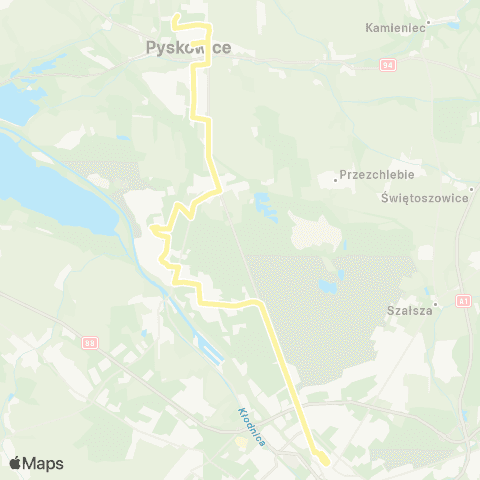 Zarząd Transportu Metropolitalnego GZM Gliwice centrum przesiadkowe - Pyskowice szpitalna map