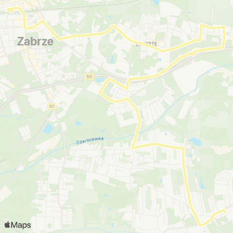 Zarząd Transportu Metropolitalnego GZM Zabrze Goethego - Bielszowice pętla map