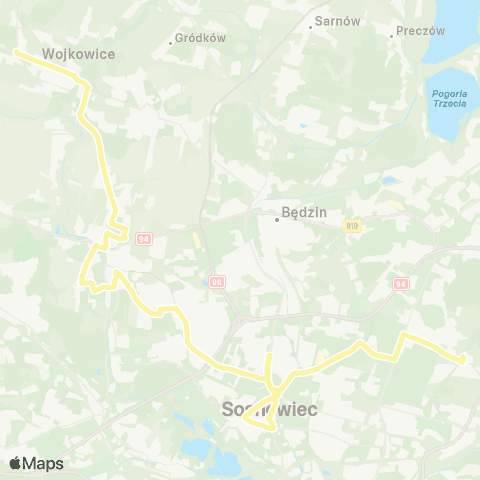 Zarząd Transportu Metropolitalnego GZM Sosnowiec urząd Miasta - Wojkowice park map