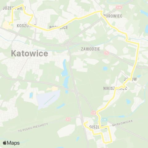 Zarząd Transportu Metropolitalnego GZM Dąb Silesia City Center - Giszowiec Kolista pętla map