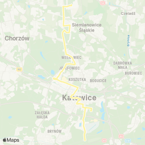 Zarząd Transportu Metropolitalnego GZM Osiedle Paderewskiego Trzy Stawy - Michałkowice Wyzwolenia map