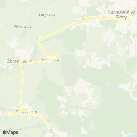 Zarząd Transportu Metropolitalnego GZM Tarnowskie Góry dworzec - Wieszowa Stacja Paliw map