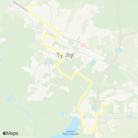 Zarząd Transportu Metropolitalnego GZM Tychy centrum Handlowe - Wilkowyje Murarska map