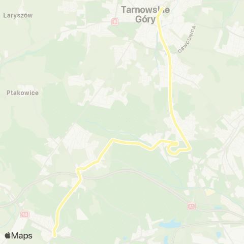Zarząd Transportu Metropolitalnego GZM Tarnowskie Góry dworzec - Rokitnica pętla map
