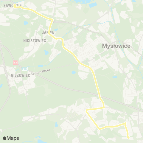 Zarząd Transportu Metropolitalnego GZM Zawodzie centrum przesiadkowe - Brzezinka pętla map