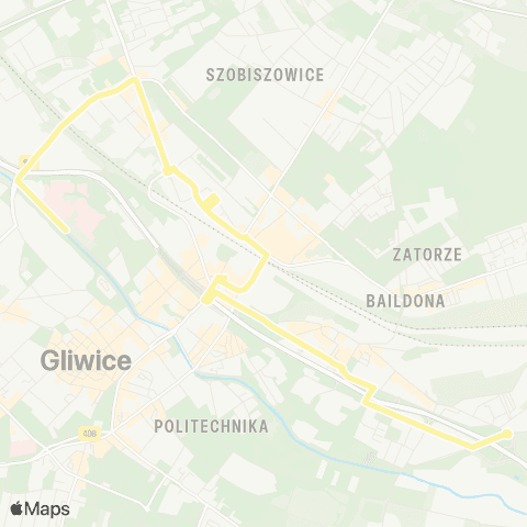 Zarząd Transportu Metropolitalnego GZM Gliwice Królewskiej Tamy rondo - Gliwice centrum Onkologii map