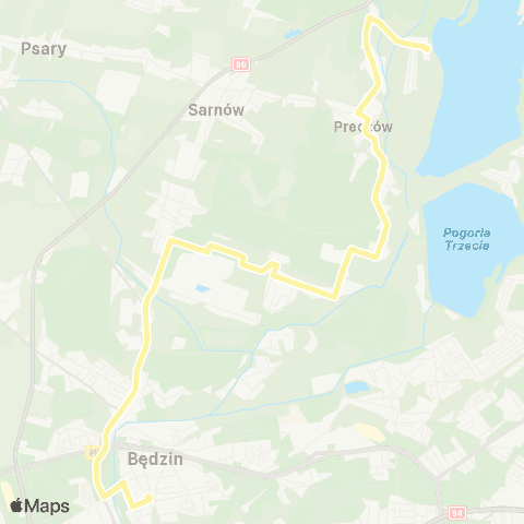 Zarząd Transportu Metropolitalnego GZM Będzin dworzec - Niepiekło pętla map