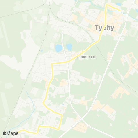 Zarząd Transportu Metropolitalnego GZM Żwaków Rogatki - Tychy rynek map