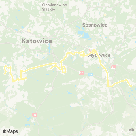 Zarząd Transportu Metropolitalnego GZM Ligota Akademiki - Brzezinka Wysoki Brzeg pętla map