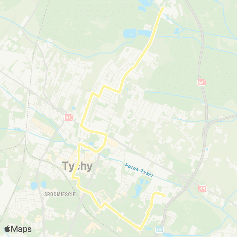 Zarząd Transportu Metropolitalnego GZM Tychy szpital Wojewódzki - Czułów fabryka map