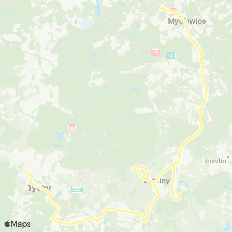 Zarząd Transportu Metropolitalnego GZM Tychy dworzec PKP - Mysłowice centrum Handlowe map