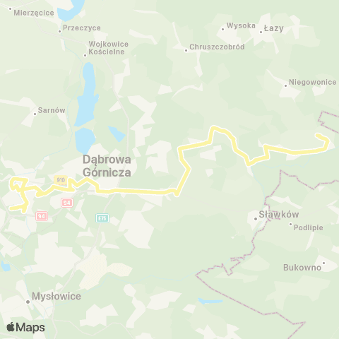Zarząd Transportu Metropolitalnego GZM Błędów Zagórze - Sosnowiec szpital Wojewódzki map