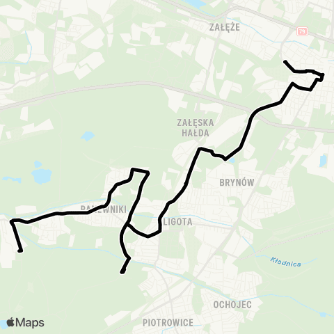Zarząd Transportu Metropolitalnego GZM Katowice Sądowa - Panewniki Owsiana map