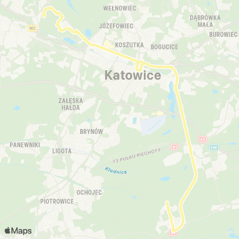 Zarząd Transportu Metropolitalnego GZM Osiedle Tysiąclecia pętla - Murcki Szyb Stanisław map