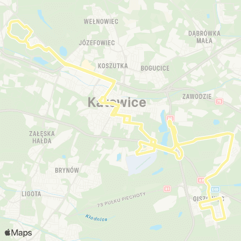 Zarząd Transportu Metropolitalnego GZM Osiedle Tysiąclecia pętla - osiedle Tysiąclecia pętla map