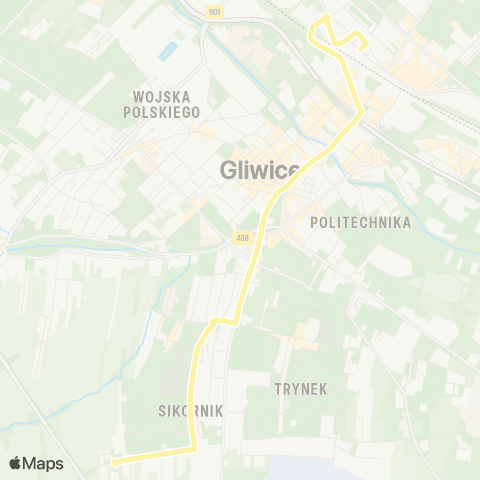 Zarząd Transportu Metropolitalnego GZM Gliwice centrum przesiadkowe - Sikornik Wilgi map
