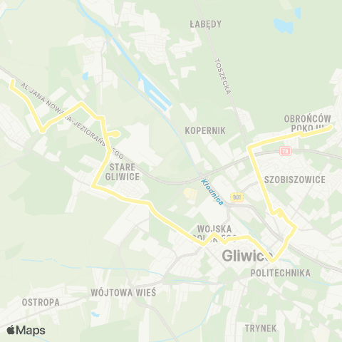 Zarząd Transportu Metropolitalnego GZM Osiedle Obrońców Pokoju - Brzezinka Nobla map