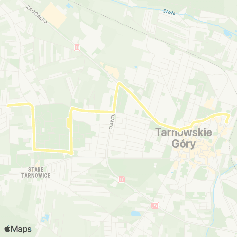 Zarząd Transportu Metropolitalnego GZM Tarnowskie Góry dworzec - Stare Tarnowice Sielanka map
