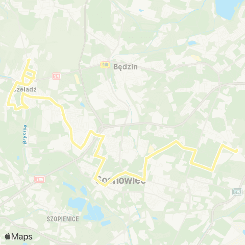 Zarząd Transportu Metropolitalnego GZM Zagórze zajezdnia - Czeladź rynek map