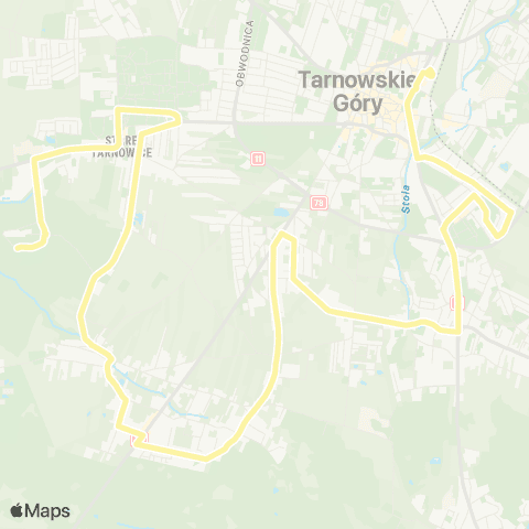Zarząd Transportu Metropolitalnego GZM Tarnowskie Góry plac Zembali - Stare Tarnowice GCR map