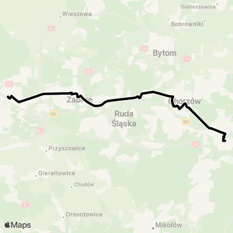 Zarząd Transportu Metropolitalnego GZM Gliwice centrum przesiadkowe - Katowice dworzec map