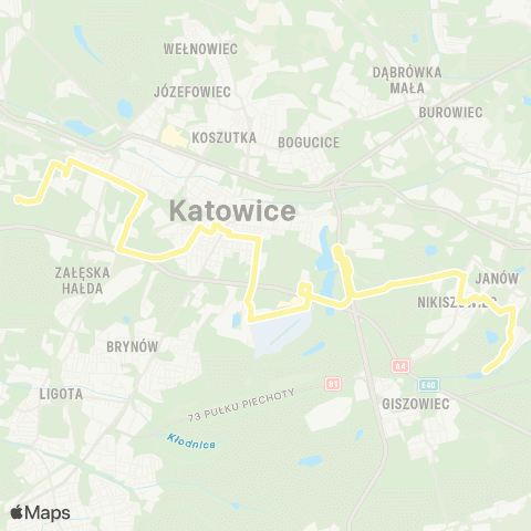 Zarząd Transportu Metropolitalnego GZM Osiedle Witosa Dom Kultury - Janów Ośrodek Bolina map
