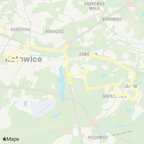 Zarząd Transportu Metropolitalnego GZM Katowice Sądowa - Zawodzie centrum przesiadkowe map