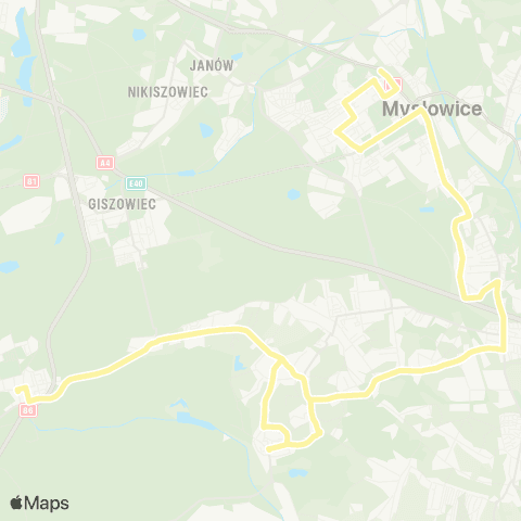 Zarząd Transportu Metropolitalnego GZM Murcki rynek - Mysłowice kopalnia map