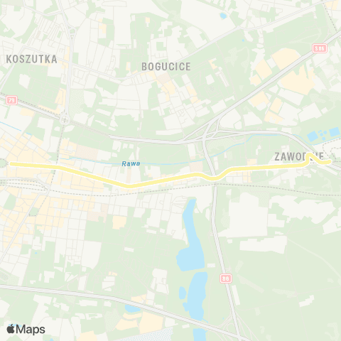 Zarząd Transportu Metropolitalnego GZM Zawodzie Zajezdnia - Katowice Plac Wolności map