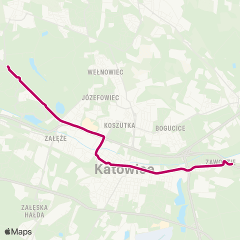 Zarząd Transportu Metropolitalnego GZM Chorzów Stadion Śląski Pętla Zach. — Koszutka Słoneczna Pętla map