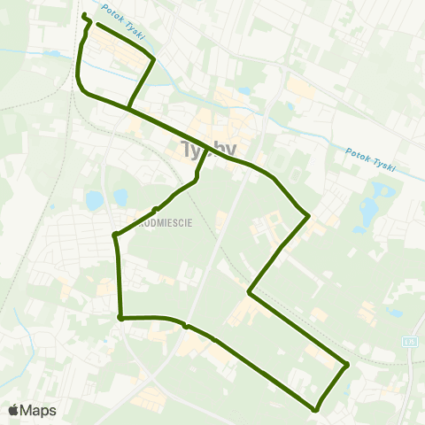 Zarząd Transportu Metropolitalnego GZM Tychy Dworzec PKP — Tychy Piłsudskiego map