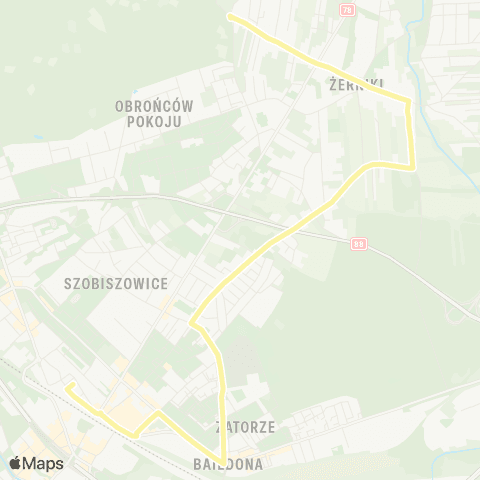 Zarząd Transportu Metropolitalnego GZM Gliwice Centrum Przesiadkowe - Żerniki Chałubińskiego map