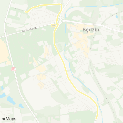 Zarząd Transportu Metropolitalnego GZM Będzin Cmentarz Komunalny - Os. Zamkowe Zajezdnia map