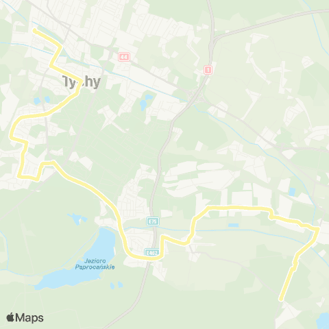 Zarząd Transportu Metropolitalnego GZM Tychy Dworzec PKP - Tychy Barwna Cmentarz map