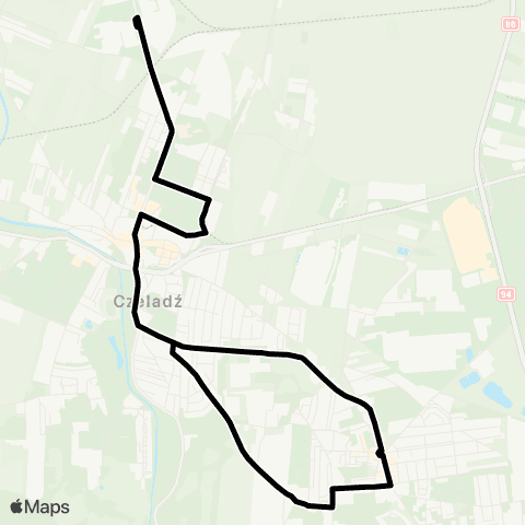 Zarząd Transportu Metropolitalnego GZM Czeladź Wojkowicka Pętla - Czeladź Wojkowicka Pętla map