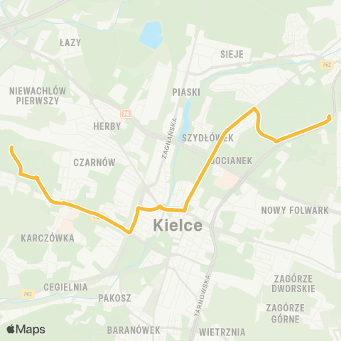 ZTM Kielce Os. Ślichowice-Os. Świętokrzyskie map
