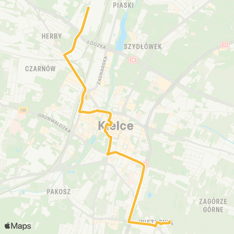 ZTM Kielce Daleszycka GEOPARK-Olszewskiego map