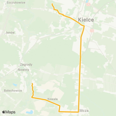 ZTM Kielce Os. Ślichowice - Chorzowska map