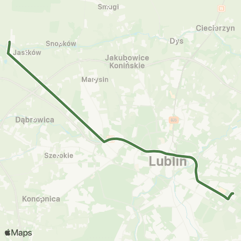 ZTM Lublin Zielona - Zajezdnia Grygowej - Zajezdnia Grygowej map